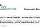 RFI, Puglia: da oggi riapre la linea Ba – Ta