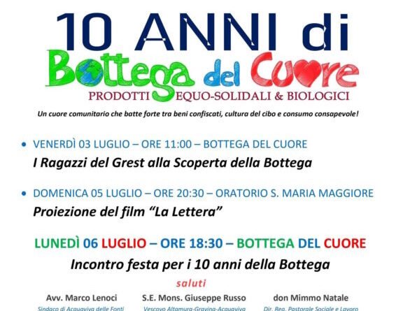 Incontro festa per i dieci anni di Bottega del Cuore